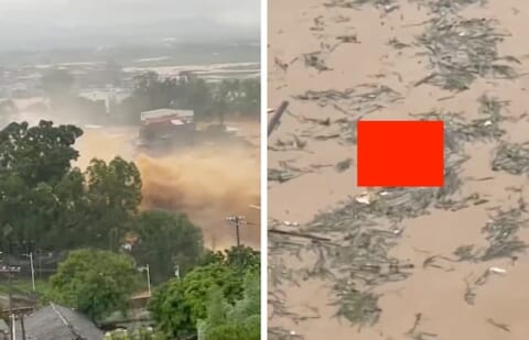【閲覧注意】中国でダムが決壊して濁流が町を飲み込む！⇒ 逃げ遅れた人間の末路が…（動画あり）