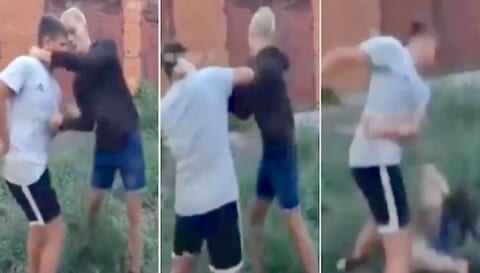 【衝撃映像】パンチを8回我慢し続けた高校生（実はめっちゃ強い）、ブチ切れた結果ｗｗｗ