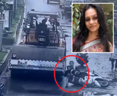 【閲覧注意】バイクに乗ってた10代少女、ロードローラーに ”爆発” させられる事故動画がヤバい…