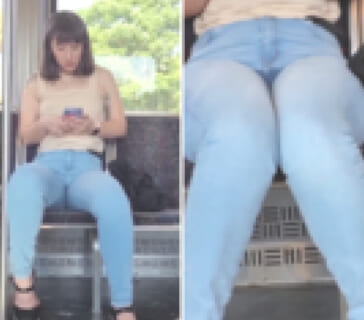 【盗撮】電車で目の前に座ってたギャルがオシッコ漏らした動画、地味にエロいと話題に