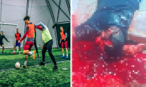 【閲覧注意】フットサルの試合中に顔面が2つに割れて死亡した選手の動画、凄すぎる