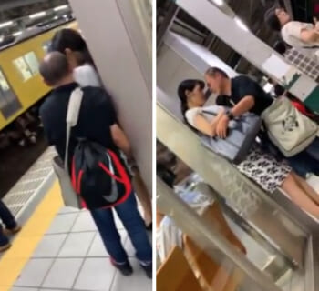 【ガチ動画】駅のホームでおっさんに痴漢されてる気弱そうなOL、激写されてしまう…