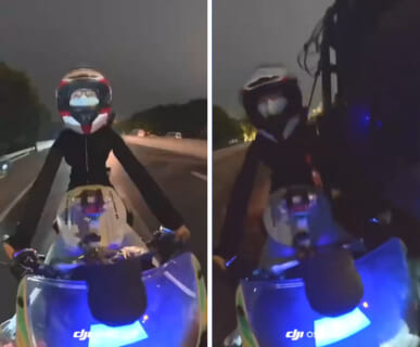 【閲覧注意】トラックの警告を無視した女バイカー、ぶっ殺されてしまう・・・（動画あり）