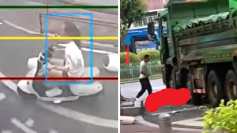 【閲覧注意】ノーヘルのバイク女子、ダンプカーにぐにゃぐにゃにされ死亡…（動画あり）