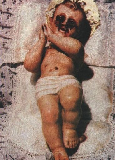 Bambino Icon of Teresa Musco, Italy, weeps tears of blood